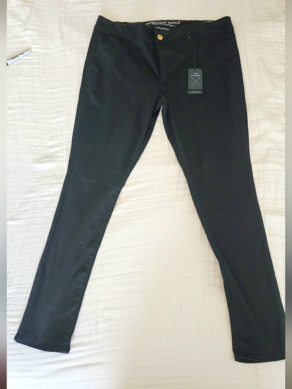 New American Eagle Black Sateen Extreme Legging Super Stretch Skinny Jeans